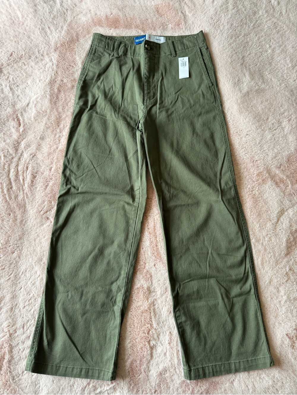 NWT Old Navy Girls Olive Green Baggy Leg Pants Size 12
